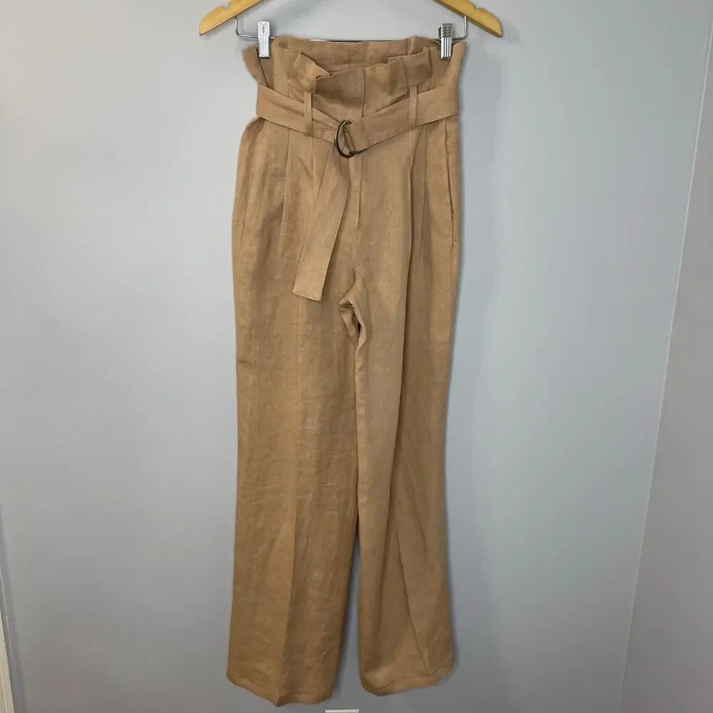 ANINE BING Thalia Linen Trouser Relaxed Pant Casual Wardrobe Minimalist Sz 30